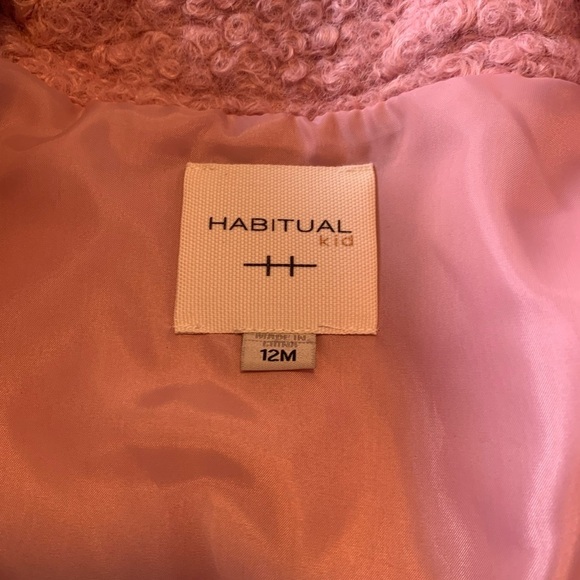 Habitual Kid Pink Boucle Baby Girl Jacket Pea Coat Size 12 Months Used - Picture 3 of 7